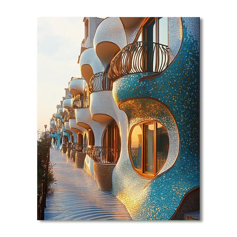 Antonio Gaudi Inspired Organic City Street Number painting
