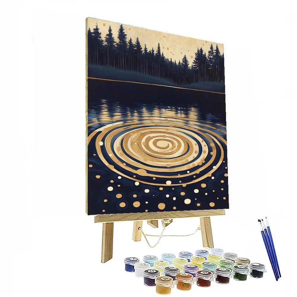 Gustav Klimt Inspired Patterned Rain On Lake Numbered painting kits