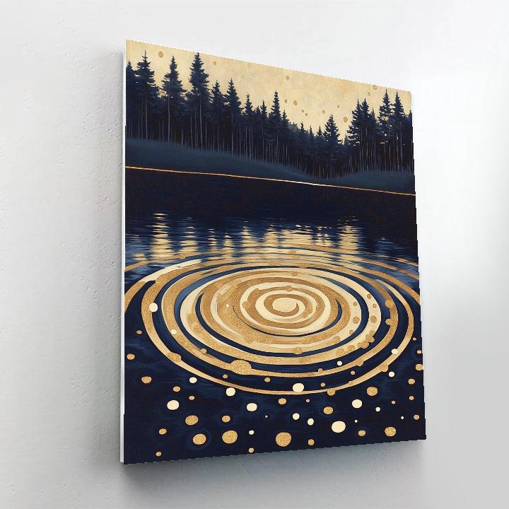 Gustav Klimt Inspired Patterned Rain On Lake Numbered painting kits