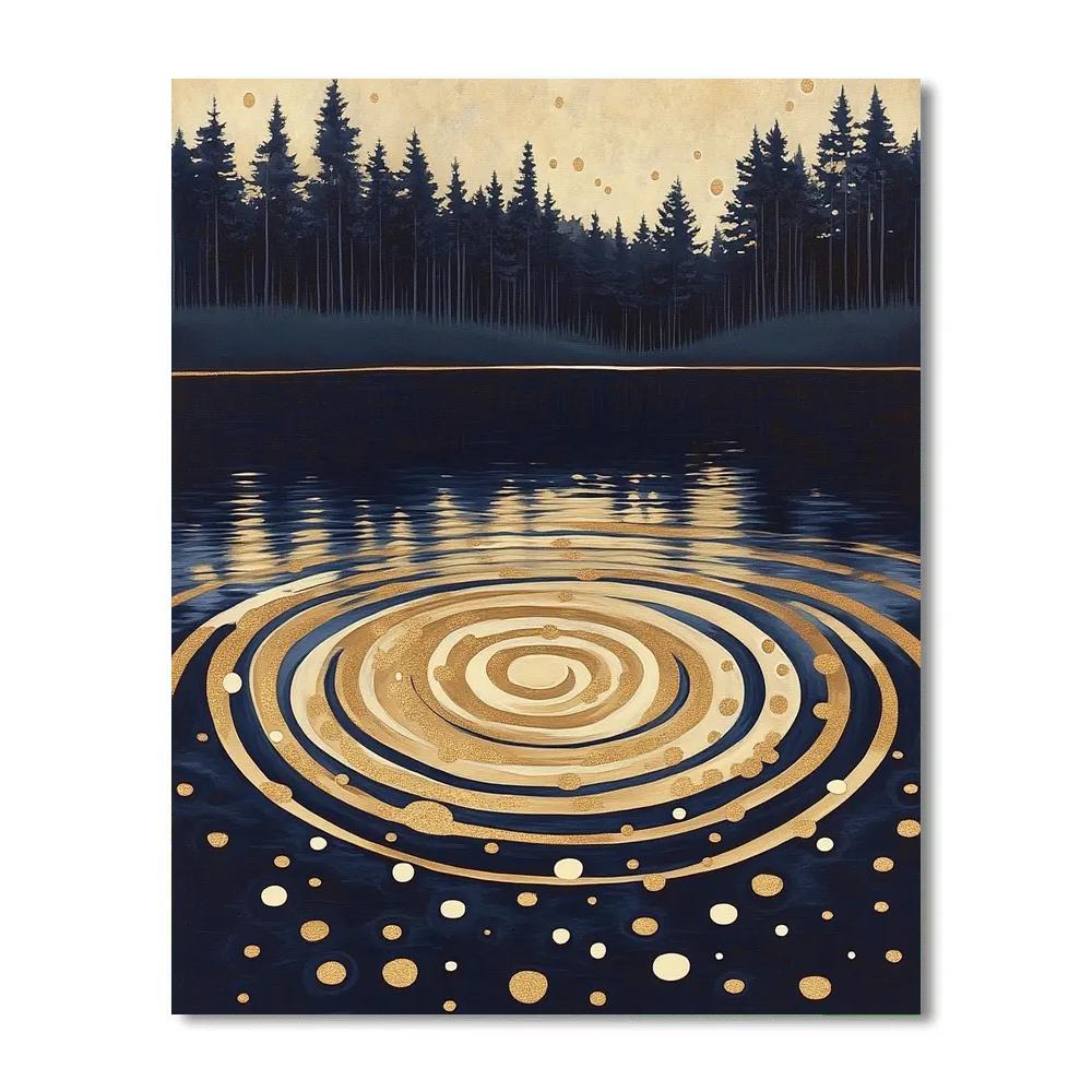 Gustav Klimt Inspired Patterned Rain On Lake Numbered painting kits