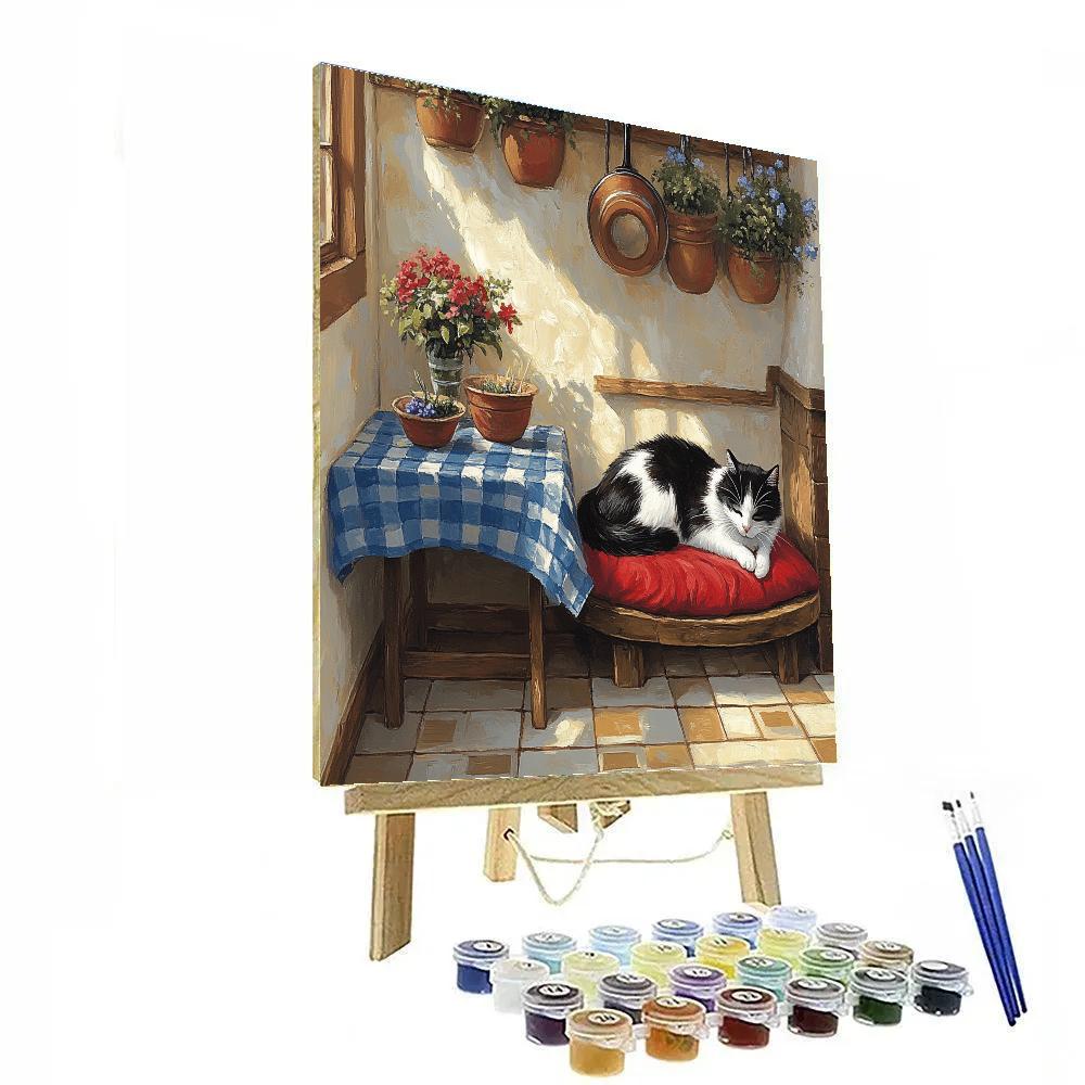 Figaro Kitchen Sunbeam Cat Nap Disney Inspired Number painting