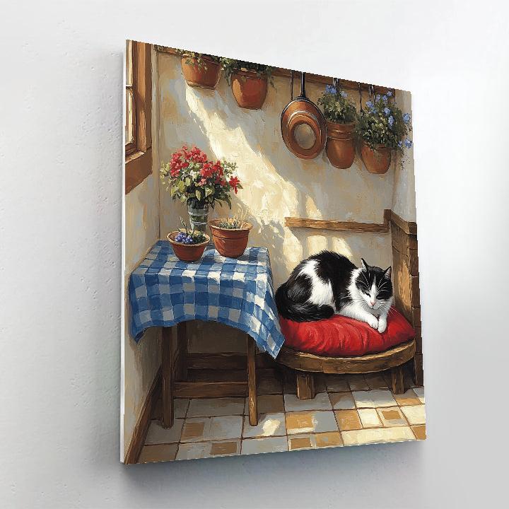 Figaro Kitchen Sunbeam Cat Nap Disney Inspired Number painting
