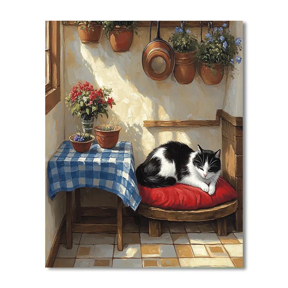 Figaro Kitchen Sunbeam Cat Nap Disney Inspired Number painting