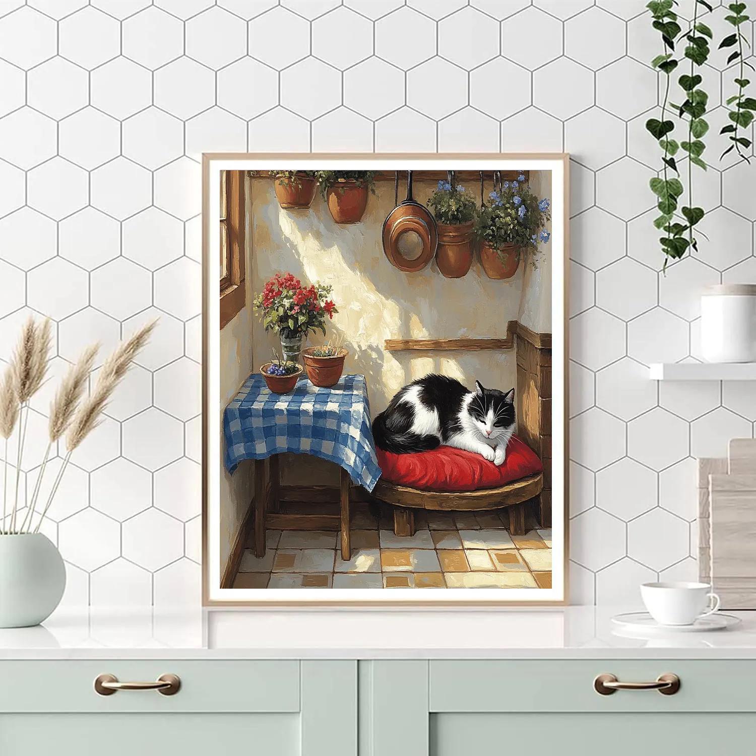 Figaro Kitchen Sunbeam Cat Nap Disney Inspired Number painting