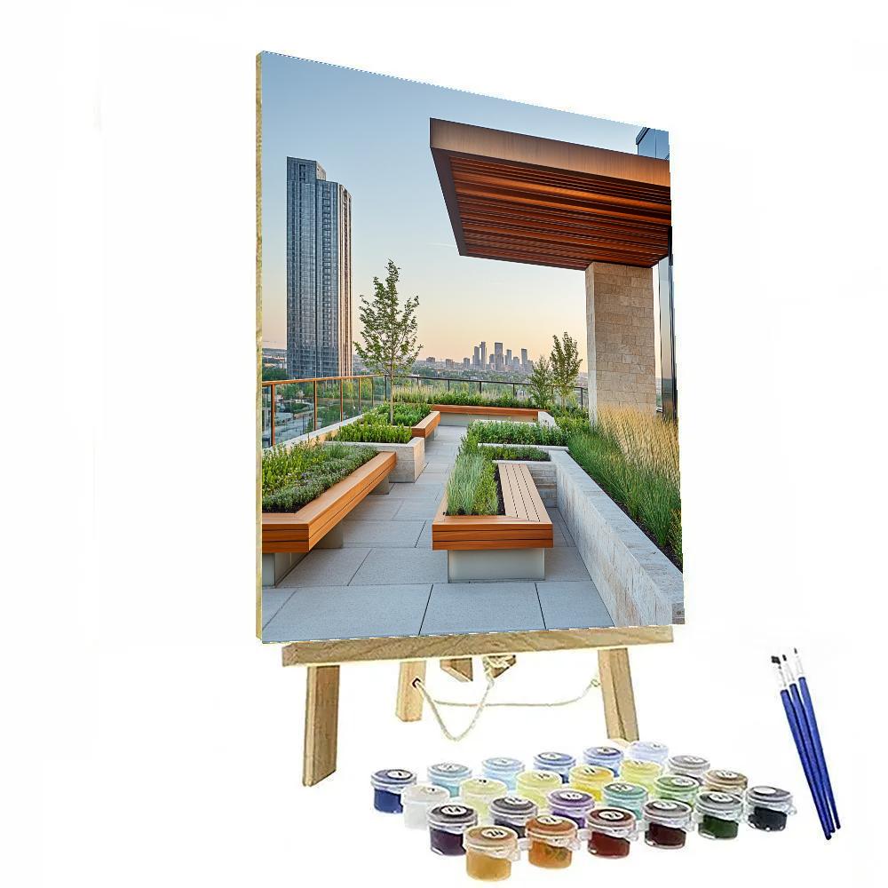 Frank Lloyd Wright Inspired Urban Rooftop Garden paint by numbers