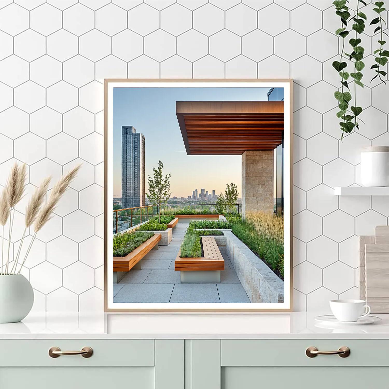 Frank Lloyd Wright Inspired Urban Rooftop Garden paint by numbers