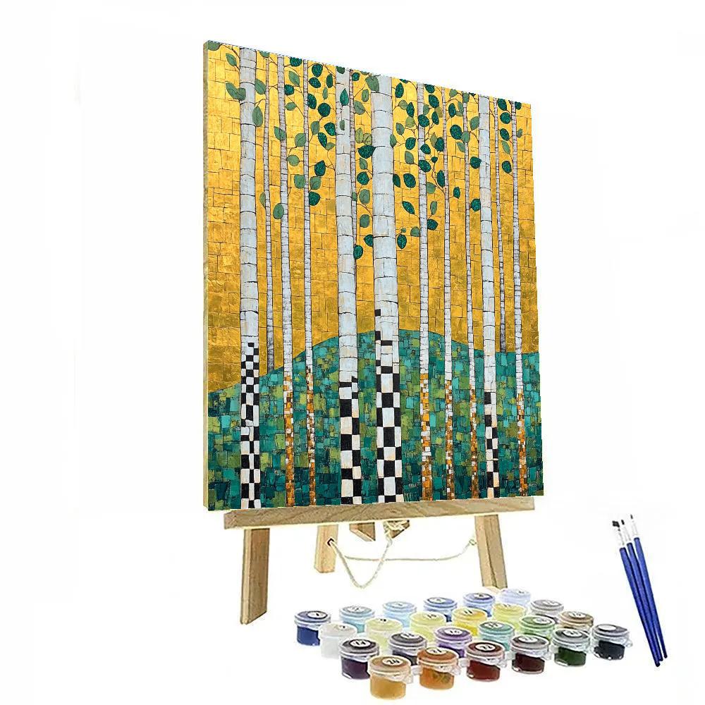Gustav Klimt Inspired Gilded Birch Grove Number painting