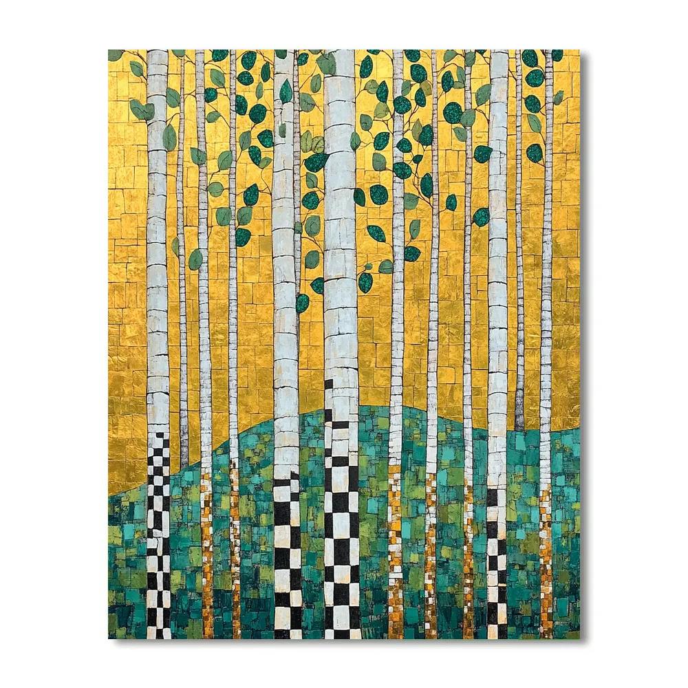 Gustav Klimt Inspired Gilded Birch Grove Number painting