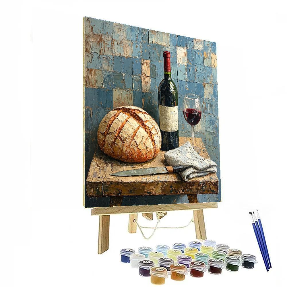 Paul Cezanne Inspired Kitchen Table With Bread And Wine painting number kit