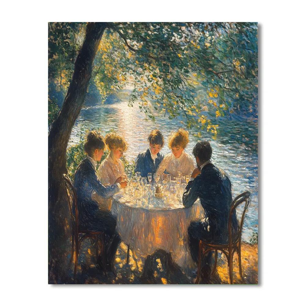 Pierre Auguste Renoir Inspired Riverside Cafe Gathering Paint by numbers art