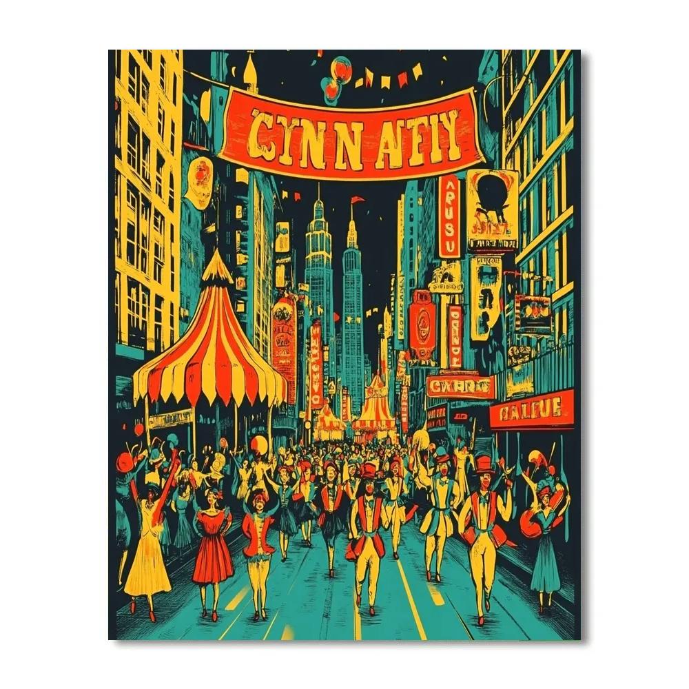 Henri De Toulouse Lautrec Inspired Street Circus Parade painting number kit