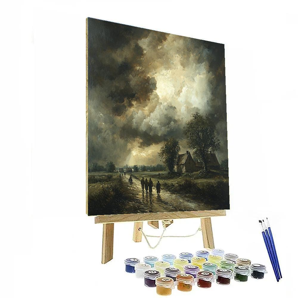 Francisco Goya Inspired Stormy Countryside Road Numbered painting kits
