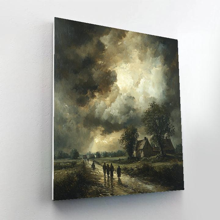 Francisco Goya Inspired Stormy Countryside Road Numbered painting kits