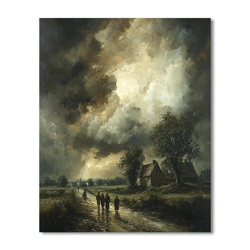 Francisco Goya Inspired Stormy Countryside Road Numbered painting kits