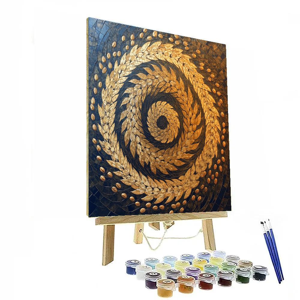 Gustav Klimt Inspired Golden Wheat Spiral Paint by numbers kits