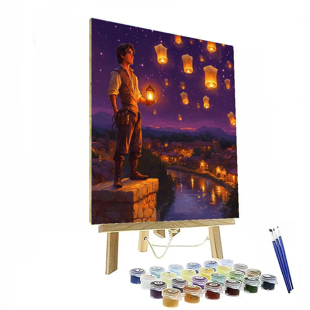 Flynn Rider Lantern Tower Ledge Disney Inspired Numbered painting kits