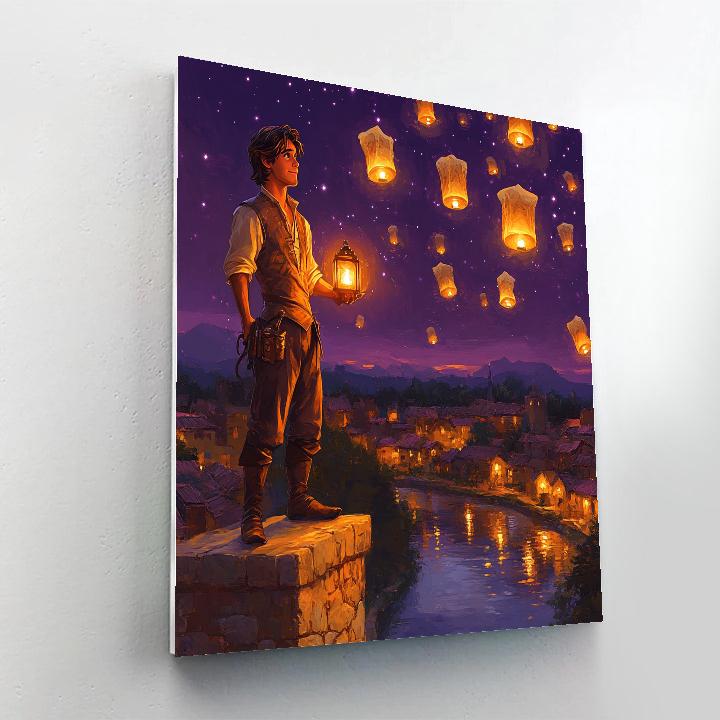 Flynn Rider Lantern Tower Ledge Disney Inspired Numbered painting kits