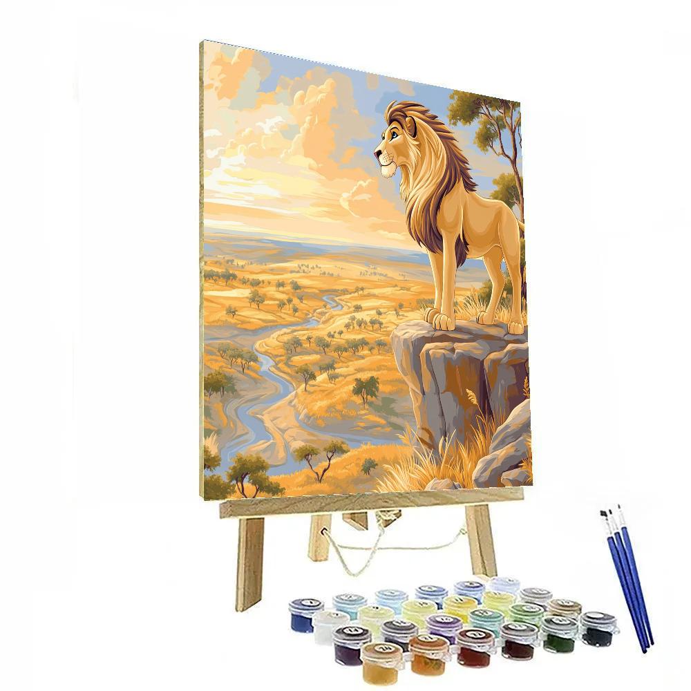 Simba Pride Lands Cliff Sunrise Disney Inspired Number painting