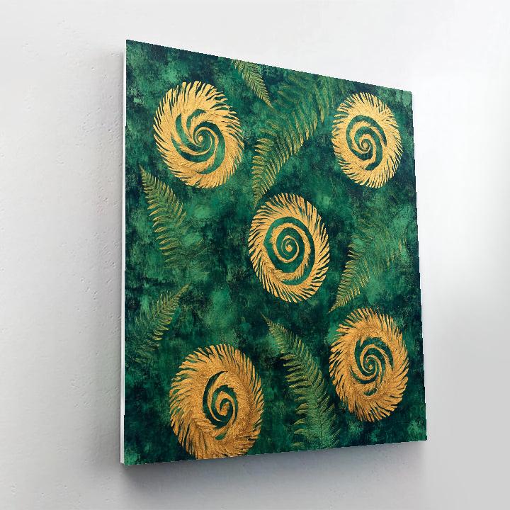 Gustav Klimt Inspired Gilded Fern Spiral Grove Paint by numbers art