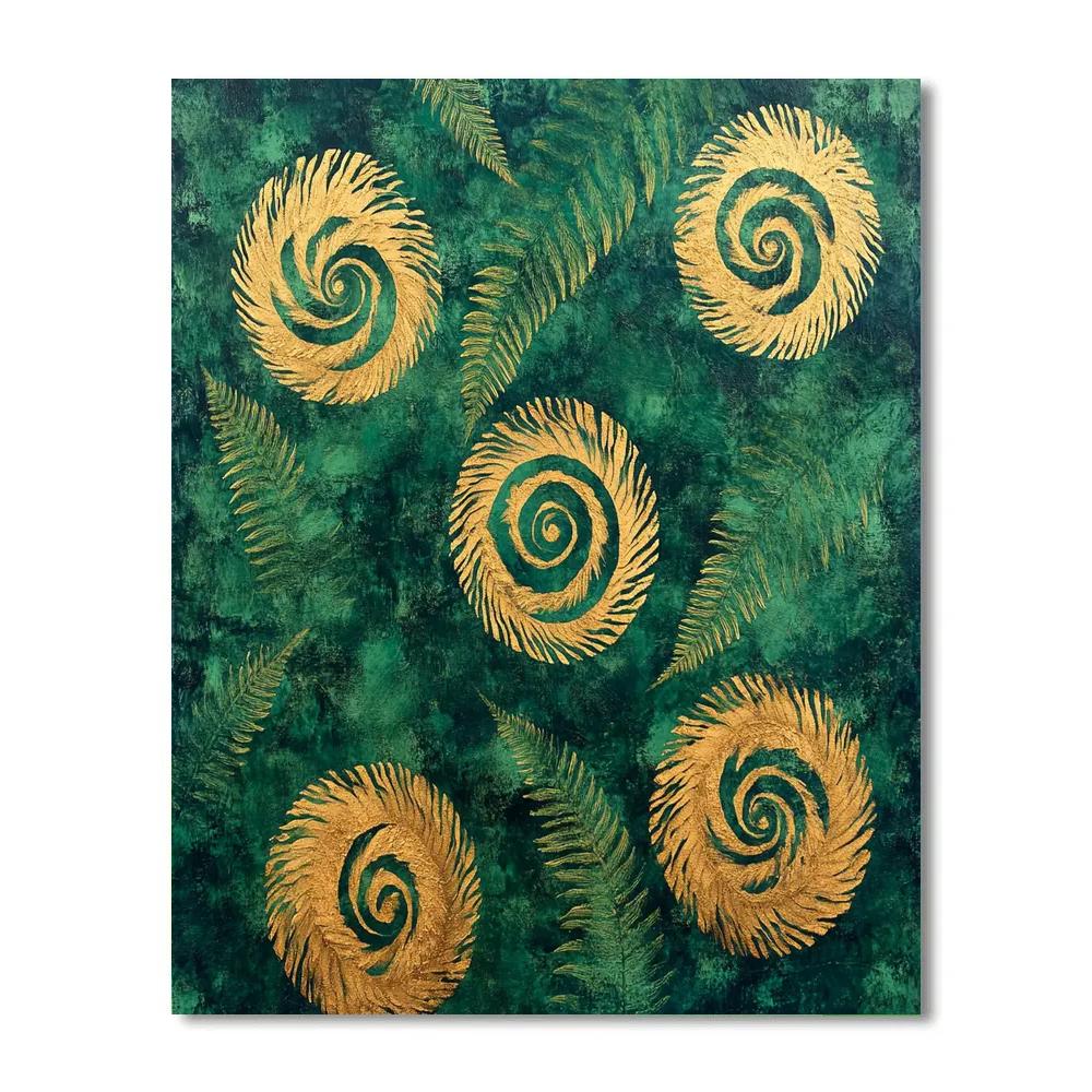 Gustav Klimt Inspired Gilded Fern Spiral Grove Paint by numbers art
