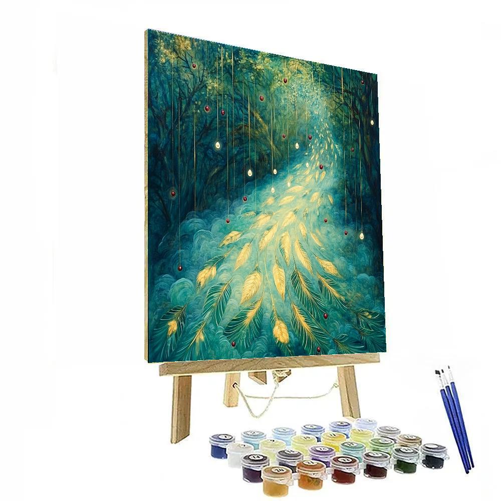 Frida Kahlo Inspired Quetzal Feather Rain Paint by numbers art