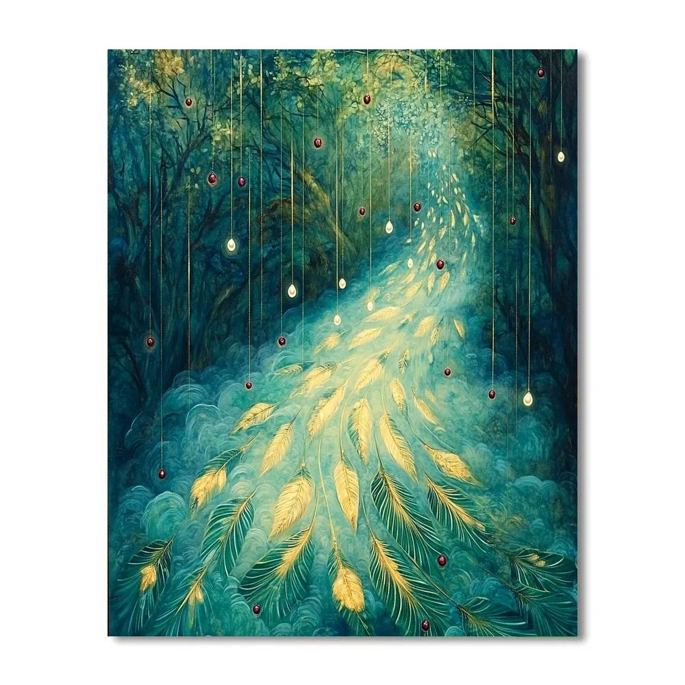 Frida Kahlo Inspired Quetzal Feather Rain Paint by numbers art