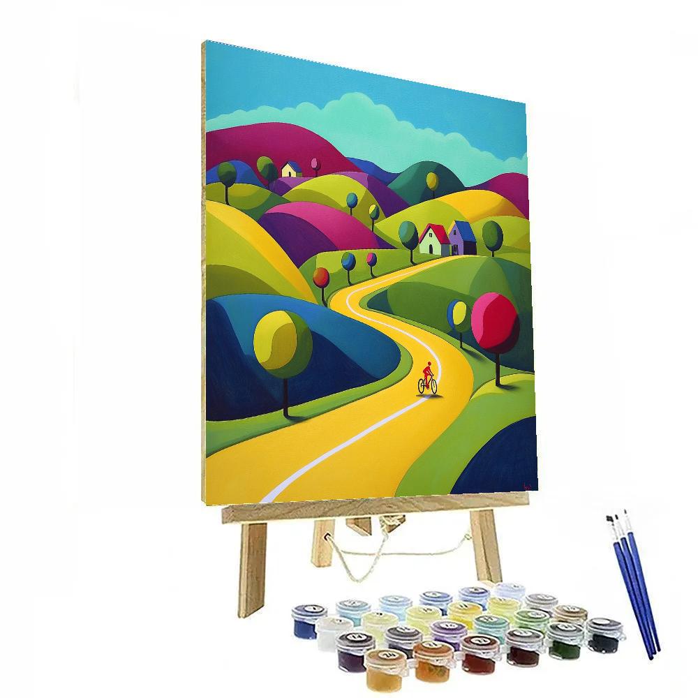 David Hockney Inspired Countryside Cycling Route DIY paint by numbers