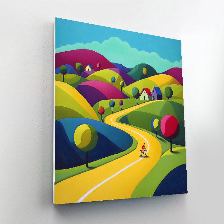 David Hockney Inspired Countryside Cycling Route DIY paint by numbers