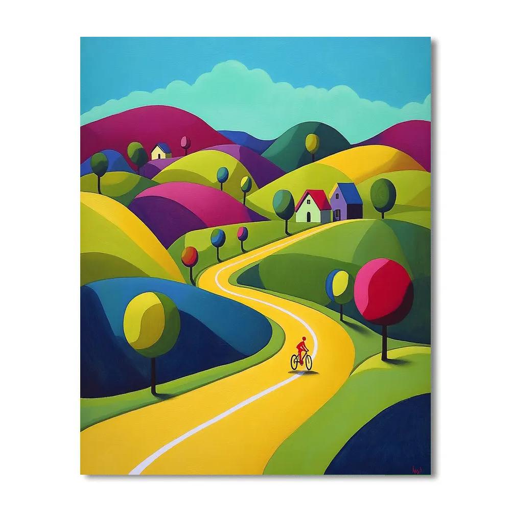 David Hockney Inspired Countryside Cycling Route DIY paint by numbers