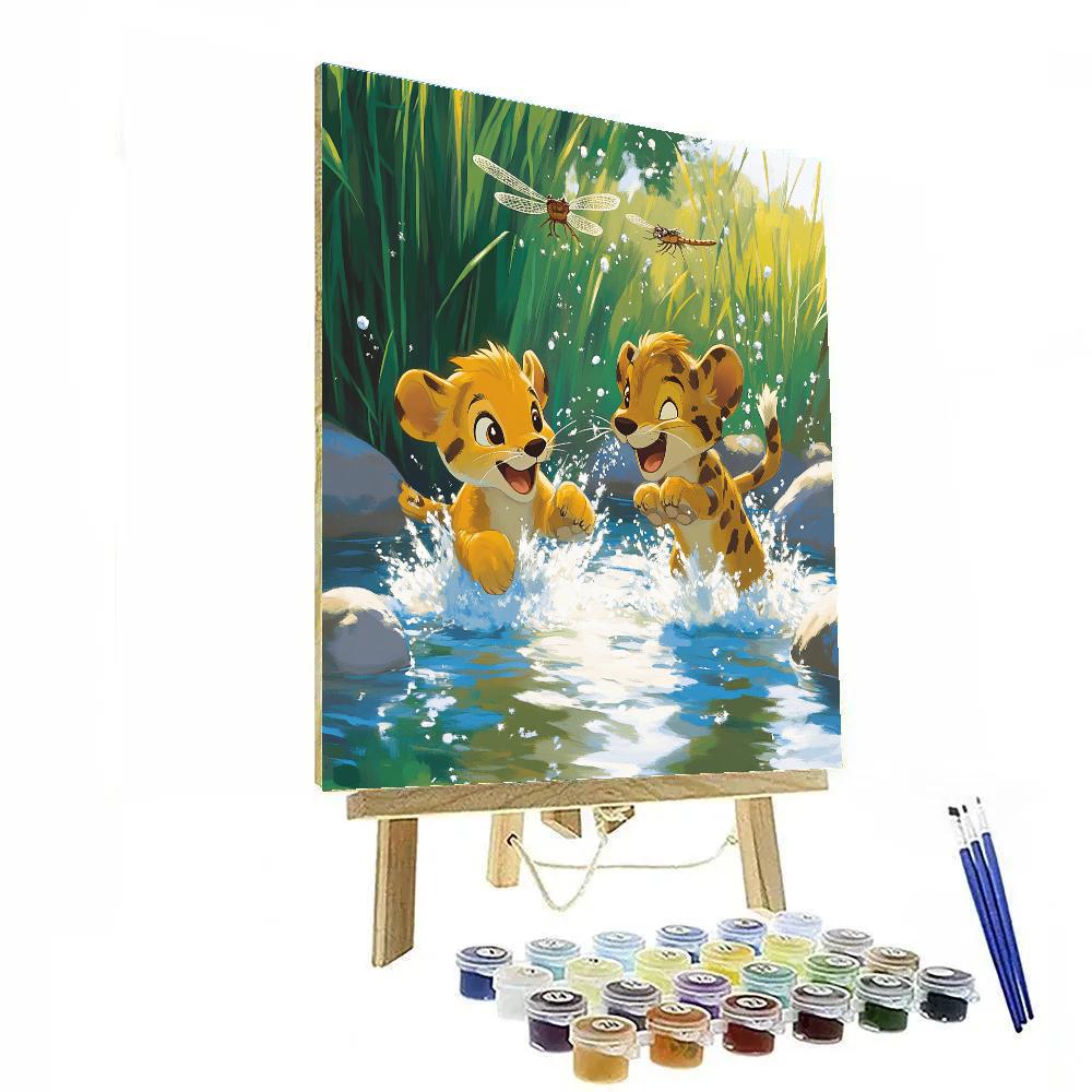 Kiara And Kovu Watering Hole Play Chase Disney Inspired paint by numbers