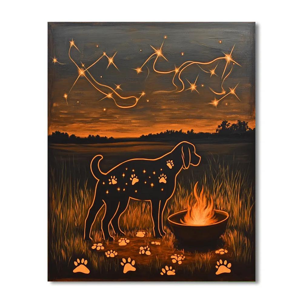 Frida Kahlo Inspired Xolo Night Warmth paint by number