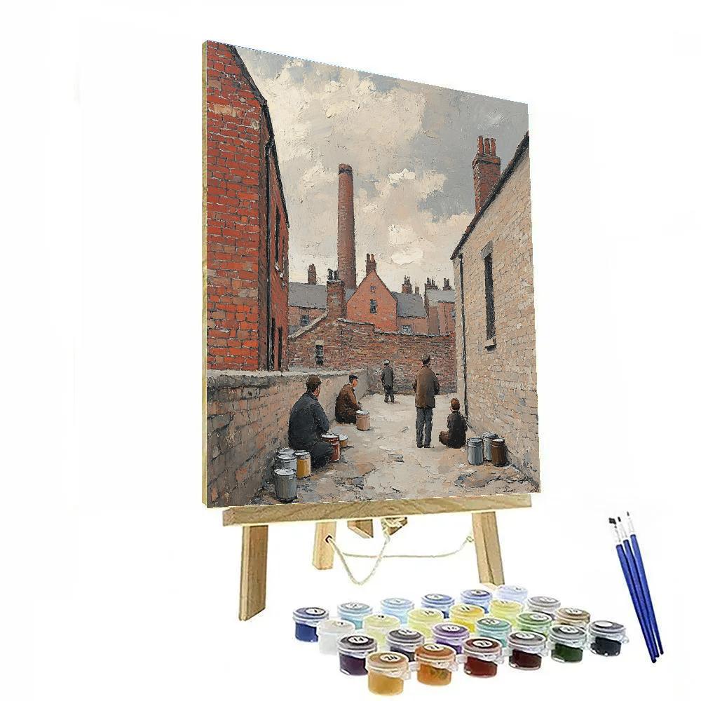 L.S. Lowry Inspired Factory Workers Lunch Break paint by color