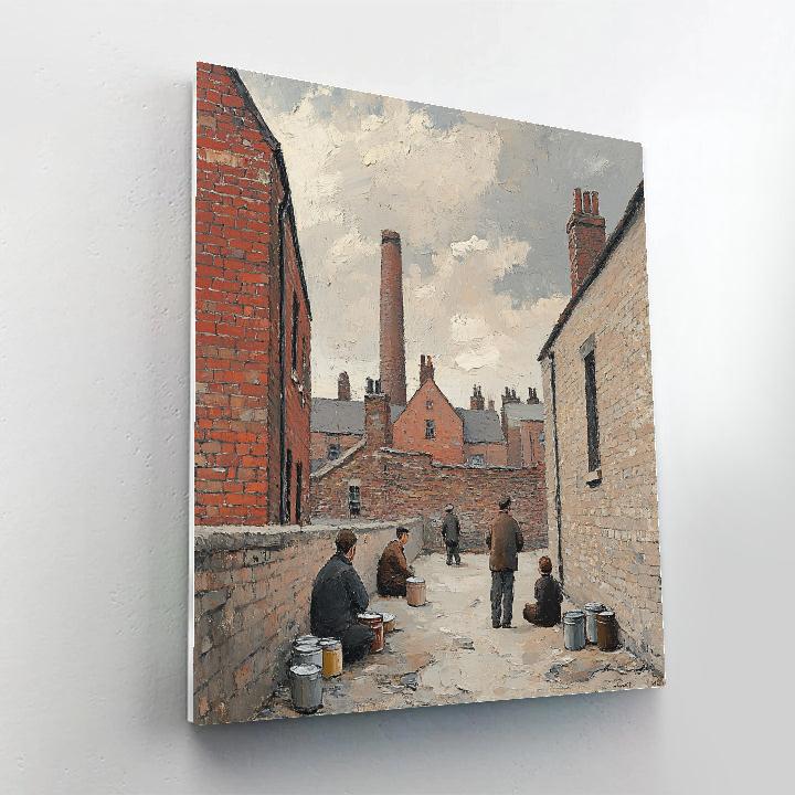 L.S. Lowry Inspired Factory Workers Lunch Break paint by color