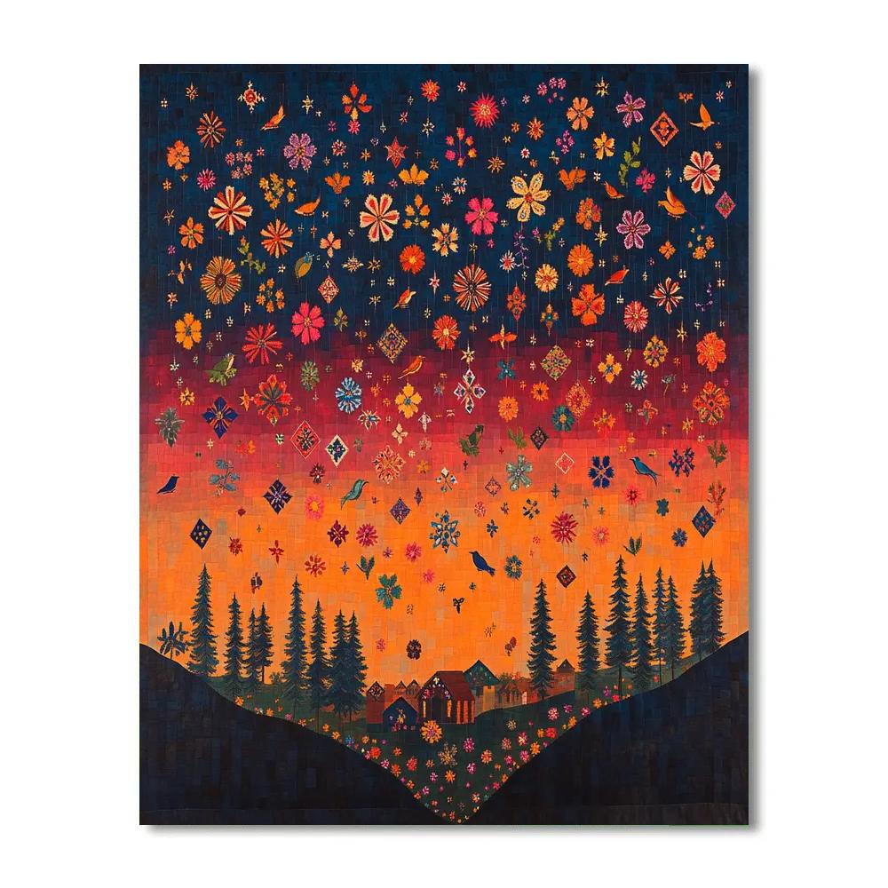 Frida Kahlo Inspired Huipil Sky Pattern Painting by numbers kit