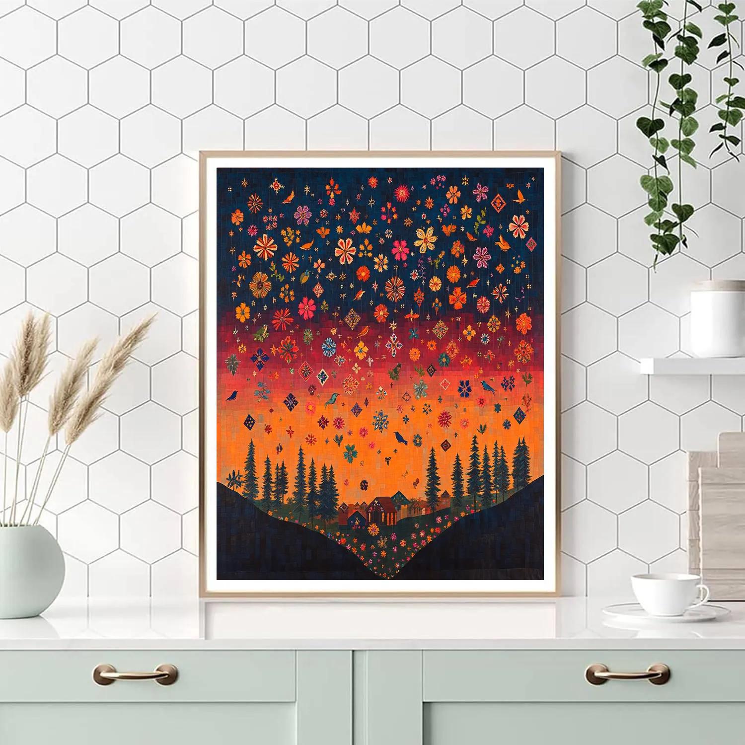 Frida Kahlo Inspired Huipil Sky Pattern Painting by numbers kit