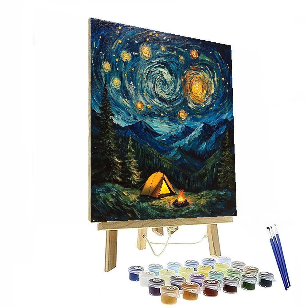 Van Gogh Inspired Starry Mountain Campsite Painting by numbers kit