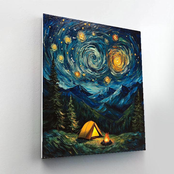 Van Gogh Inspired Starry Mountain Campsite Painting by numbers kit
