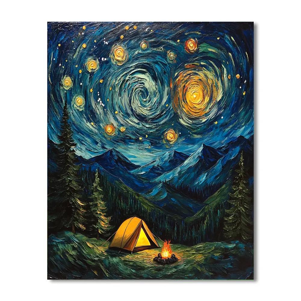 Van Gogh Inspired Starry Mountain Campsite Painting by numbers kit