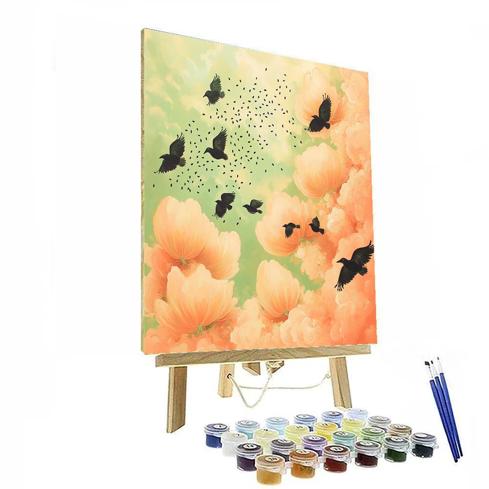 Frida Kahlo Inspired Papaya Sky Bloom paint by color