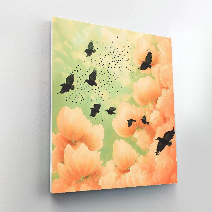 Frida Kahlo Inspired Papaya Sky Bloom paint by color