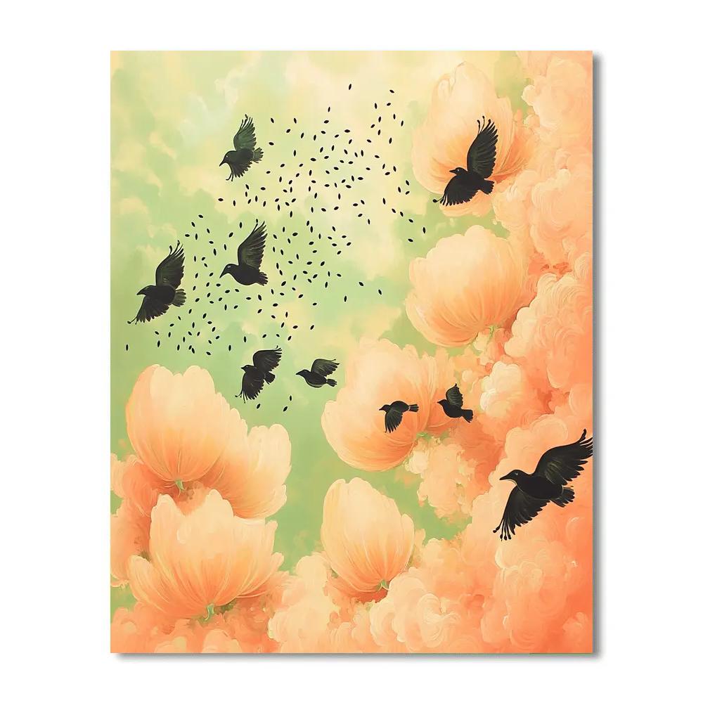 Frida Kahlo Inspired Papaya Sky Bloom paint by color