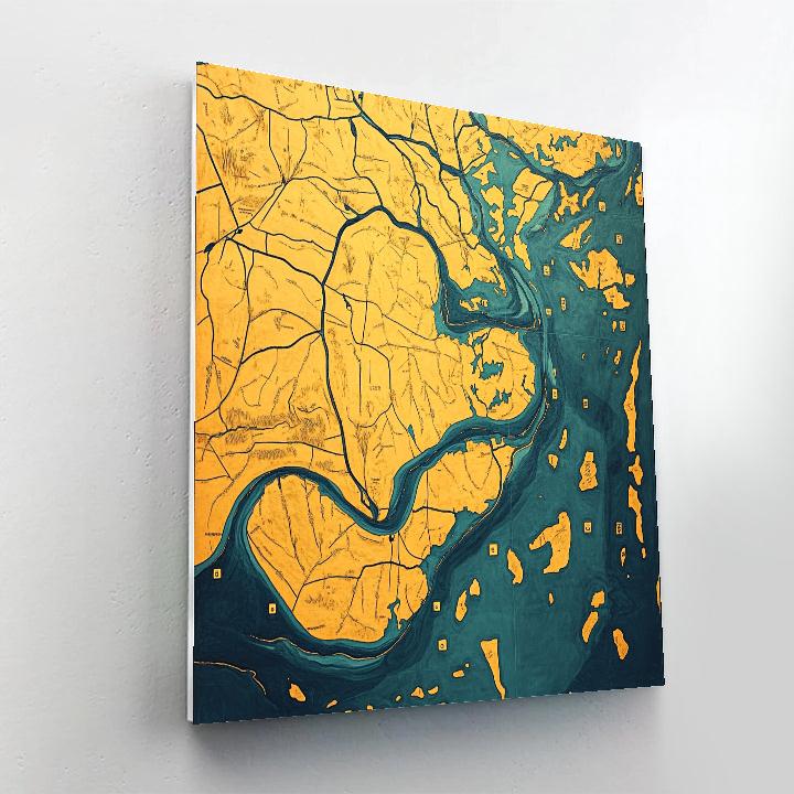 Gustav Klimt Inspired Patterned Sunlit Estuary Number painting