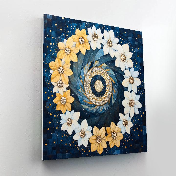 Gustav Klimt Inspired Golden Starflower Spiral Number painting