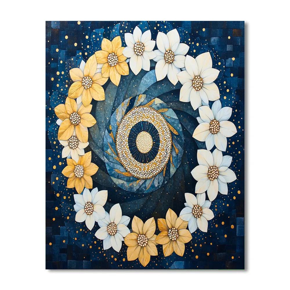 Gustav Klimt Inspired Golden Starflower Spiral Number painting