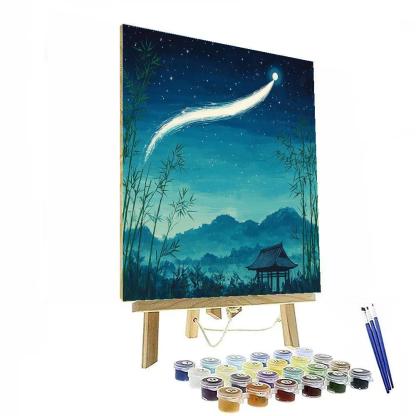 Hokusai Inspired Comet Over Bamboo Grove Number painting