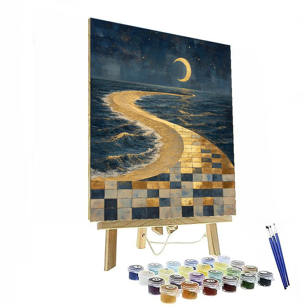 Gustav Klimt Inspired Gilded Crescent Shore Paint by numbers art