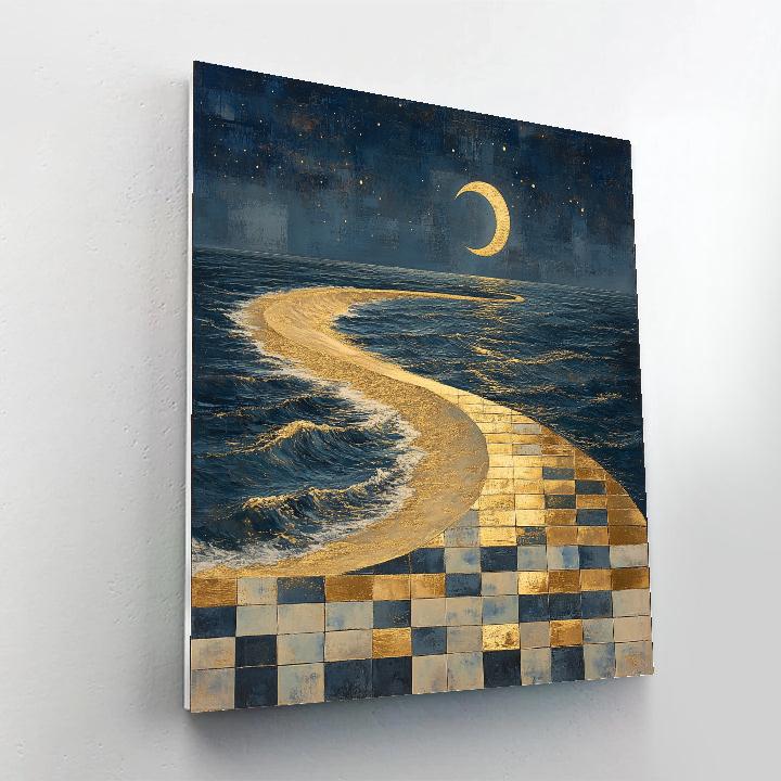 Gustav Klimt Inspired Gilded Crescent Shore Paint by numbers art