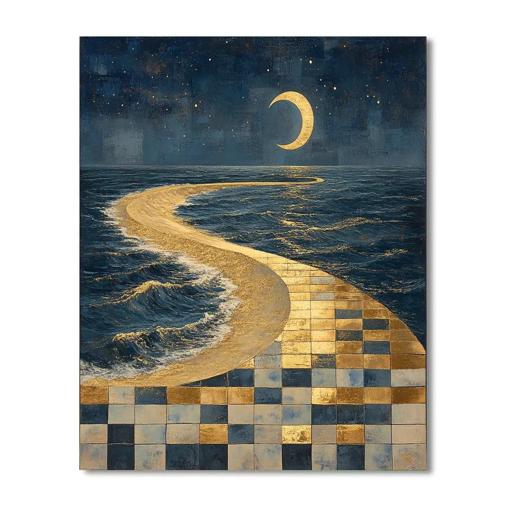 Gustav Klimt Inspired Gilded Crescent Shore Paint by numbers art
