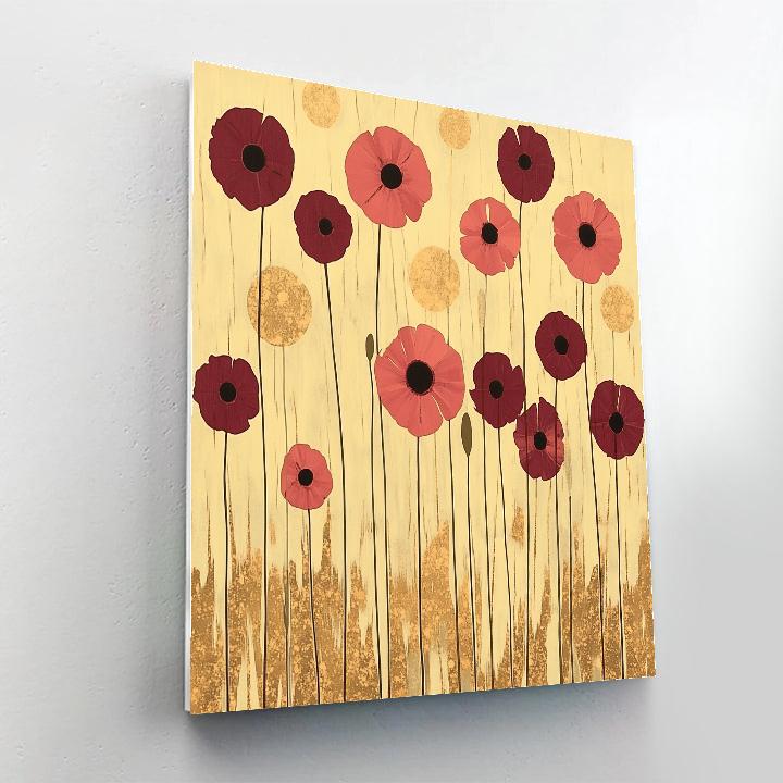 Gustav Klimt Inspired Decorative Poppy Field Lattice paint by numbers