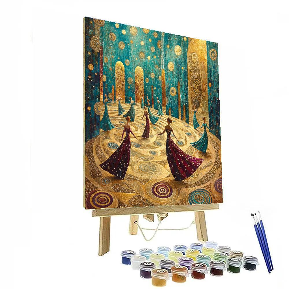 Gustav Klimt Inspired Golden Planetary Ballroom Numbered painting kits